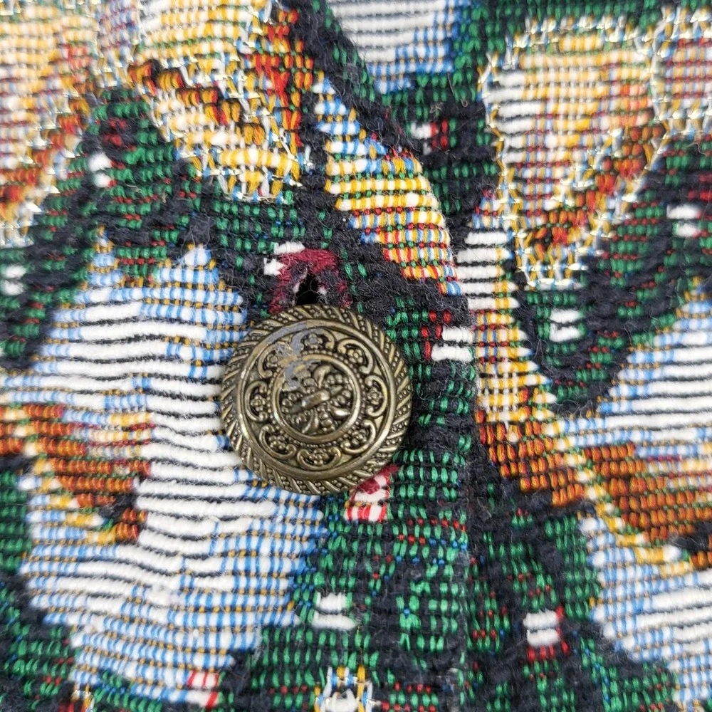 Vintage White Stag Women's Holiday‎ Winter Scene Tapestry Vest Size Large